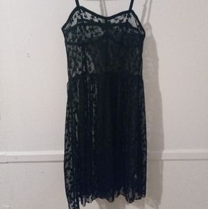 Sexy witchy black star lace mesh bustier dress